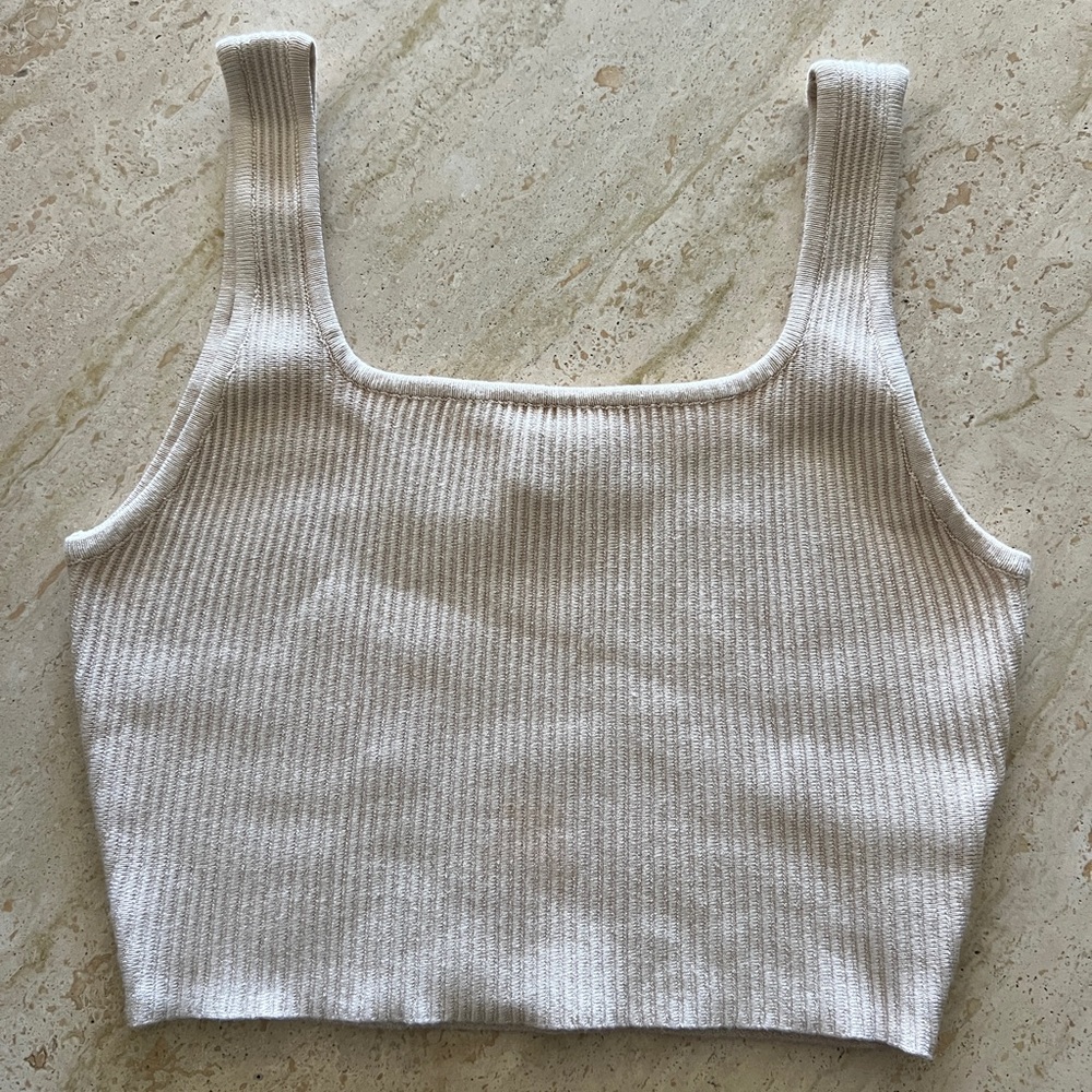 House of Harlow 1960 cropped ribbed beige top size XS